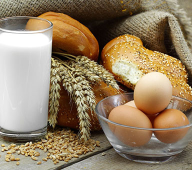 bread eggs milk glass